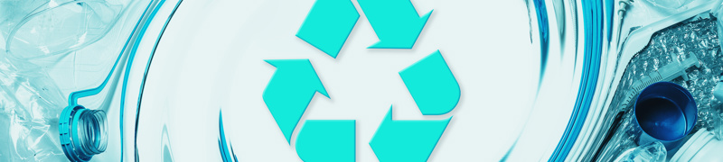 Türkises Symbol für Kunststoffabfälle und Recycling